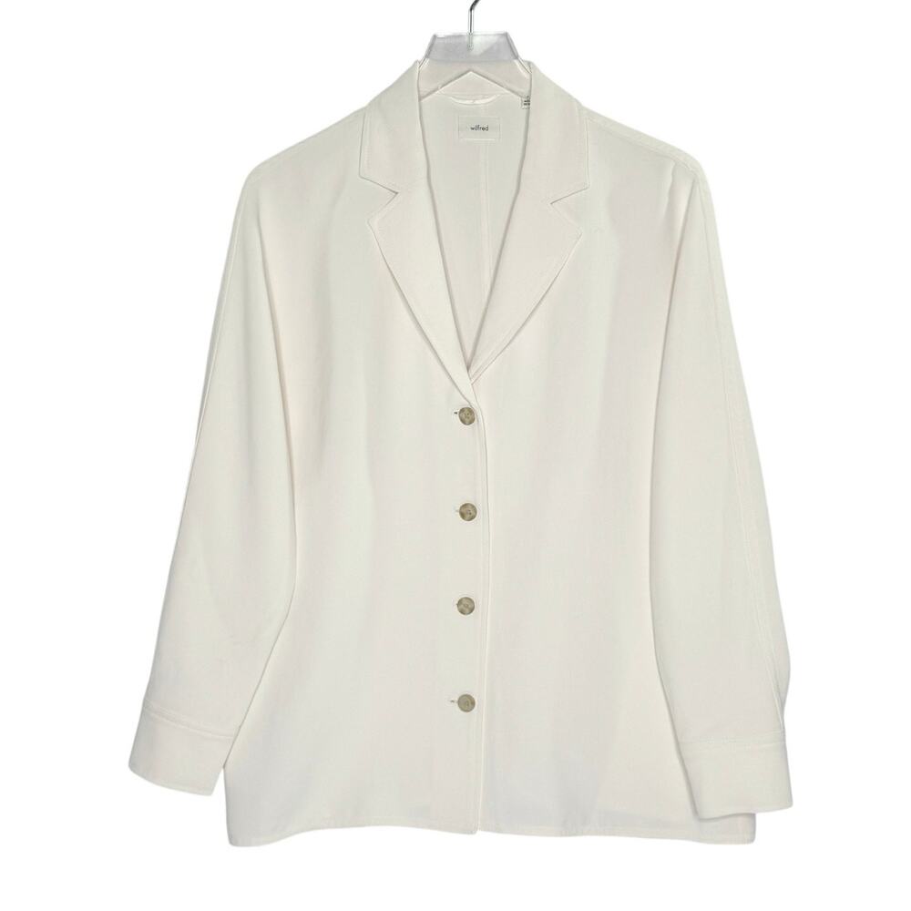 Aritzia Wilfred Freeform Shirt S Relaxed Japanese Crepe Button Up Light Birch